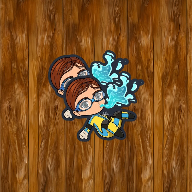 Aqua Jet Kid Dispatch Game Chibi Sticker