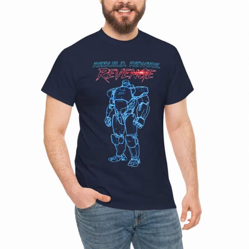 Dispatch Mecha Man Blueprint Tee – Heavy Cotton Gamer Shirt