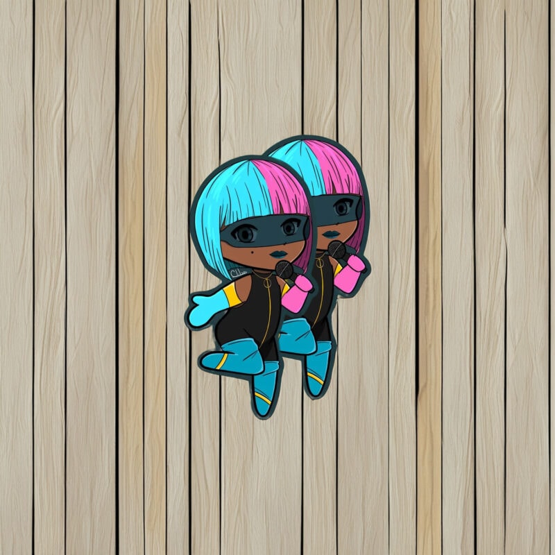 Neon Beat Runner Dispatch Game Chibi Sticker