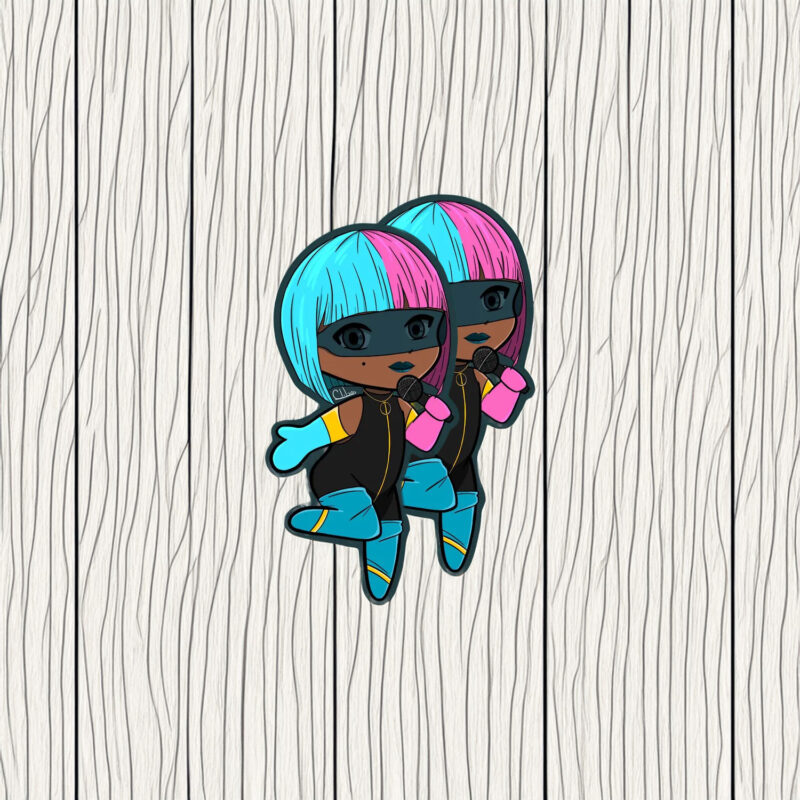 Neon Beat Runner Dispatch Game Chibi Sticker