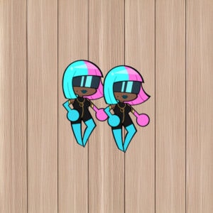 Neon Beat Runner – Dispatch Chibi Sticker