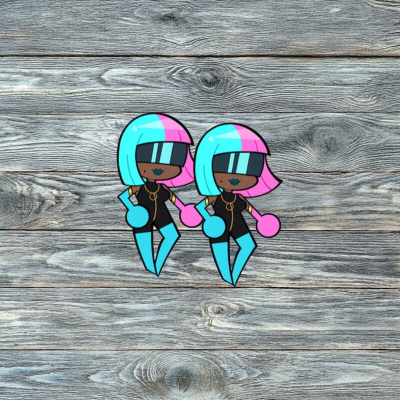 Neon Beat Runner – Dispatch Chibi Sticker