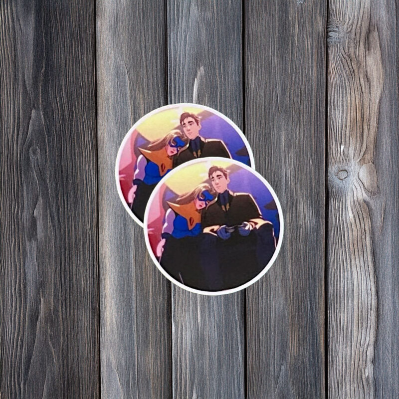 SDN Couple Sitting Scene Round Sticker
