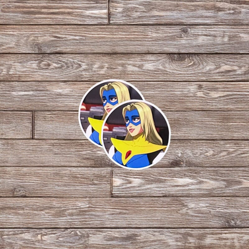 SDN Heroine Yellow Suit Round Sticker