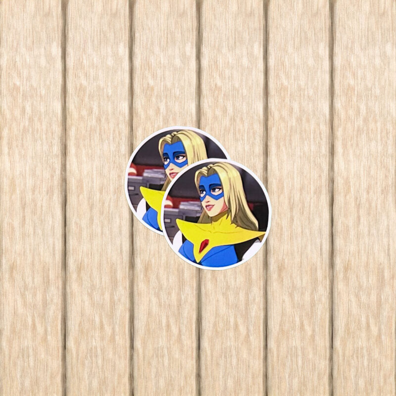 SDN Heroine Yellow Suit Round Sticker
