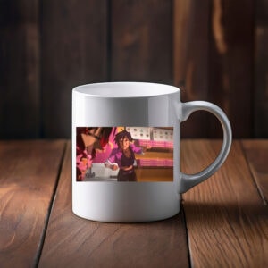 Battle-Ready Animated Heroine Action Scene Mug
