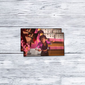 Battle-Ready Animated Heroine Action Scene Sticker