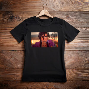 Battle-Scarred Animated Warrior Action Graphic T-Shirt