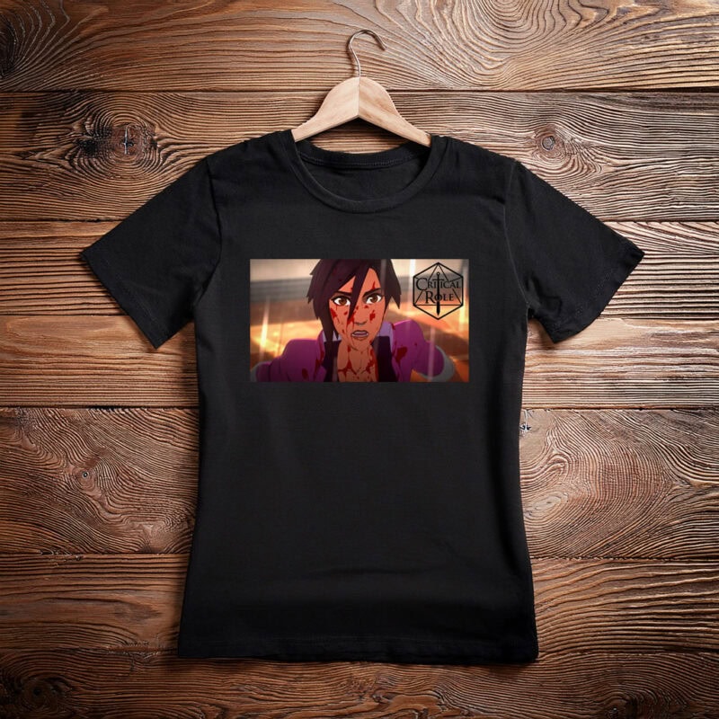 Battle-Scarred Animated Warrior Action Graphic T-Shirt