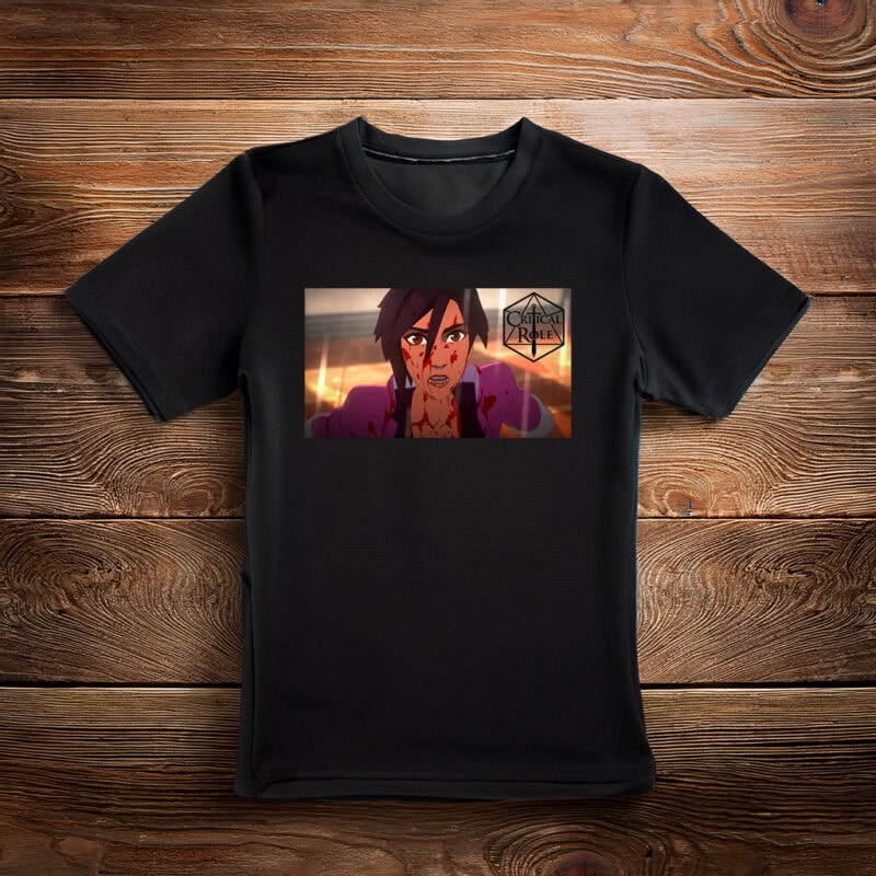 Battle-Scarred Animated Warrior Action Graphic T-Shirt