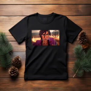 Battle-Scarred Animated Warrior Action Graphic T-Shirt