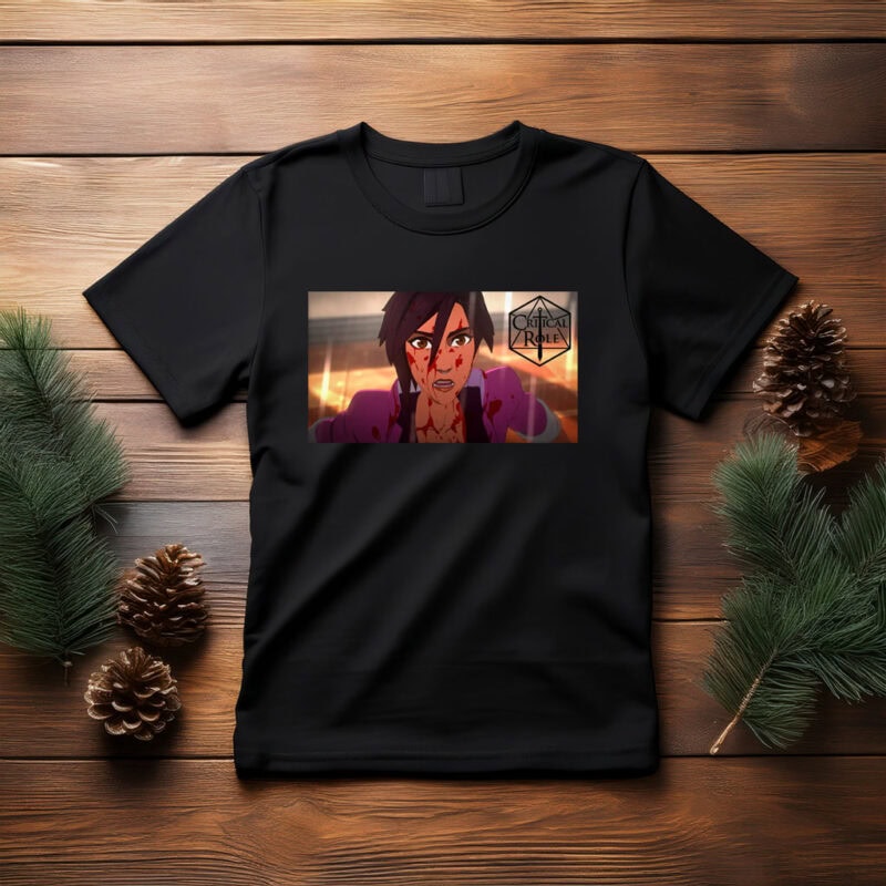 Battle-Scarred Animated Warrior Action Graphic T-Shirt
