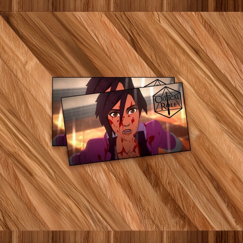 Battle-Worn Animated Heroine Intense Action Sticker