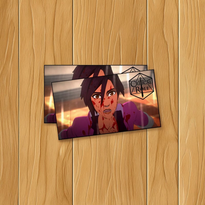 Battle-Worn Animated Heroine Intense Action Sticker