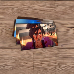 Battle-Worn Animated Heroine Intense Action Sticker