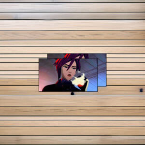 Confident Anime Woman Smoking Neon Style Sticker