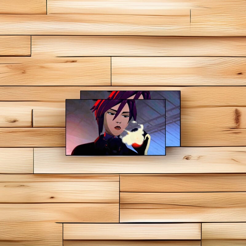 Confident Anime Woman Smoking Neon Style Sticker