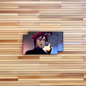 Confident Anime Woman Smoking Neon Style Sticker