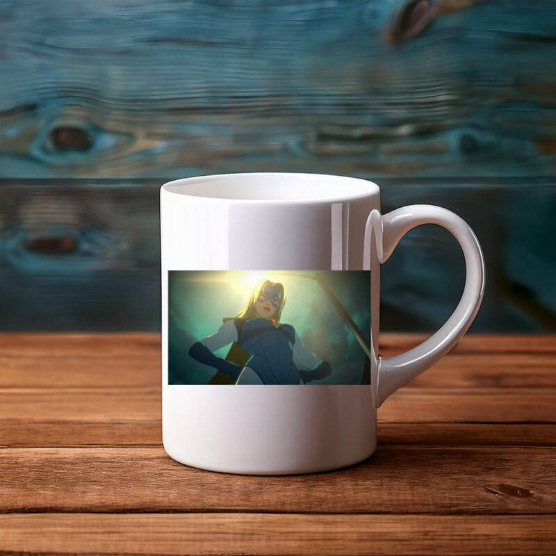 Confident Masked Superhero Power Pose Illustration Mug