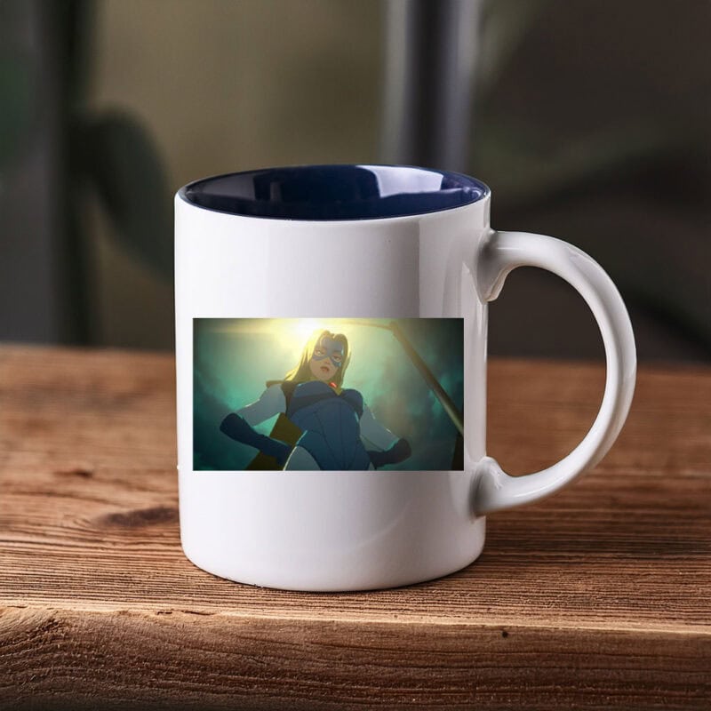 Confident Masked Superhero Power Pose Illustration Mug