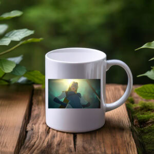 Confident Masked Superhero Power Pose Illustration Mug