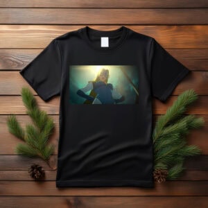 Confident Masked Superhero Woman Power Pose Shirt