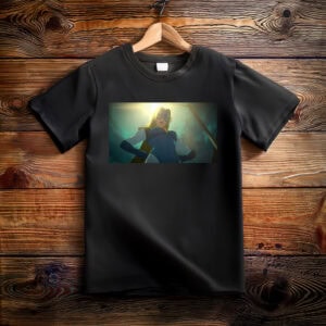 Confident Masked Superhero Woman Power Pose Shirt