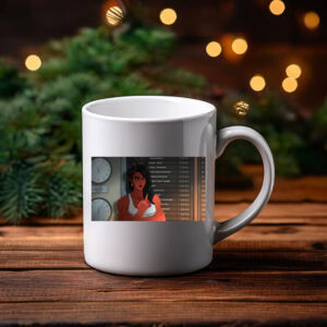 Confident Woman Waiting in Time Zone Control Room Mug