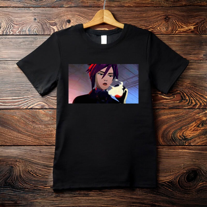 Cyberpunk Anime Girl Smoking Neon Style T-Shirt
