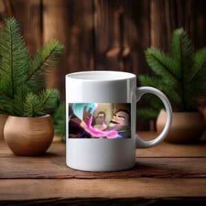 Cyberpunk Neon Chaos Action Scene Illustration Mug