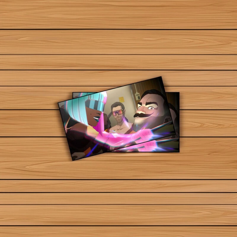 Cyberpunk Neon Conflict Action Scene Sticker