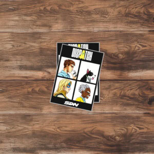 Dispatch Character Grid Retro Comic Sticker