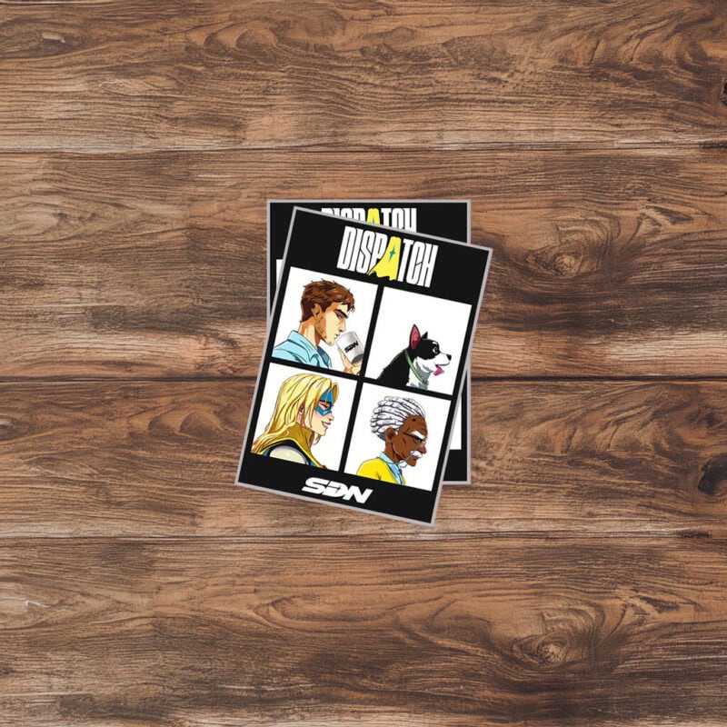 Dispatch Character Grid Retro Comic Sticker