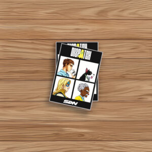 Dispatch Character Grid Retro Comic Sticker