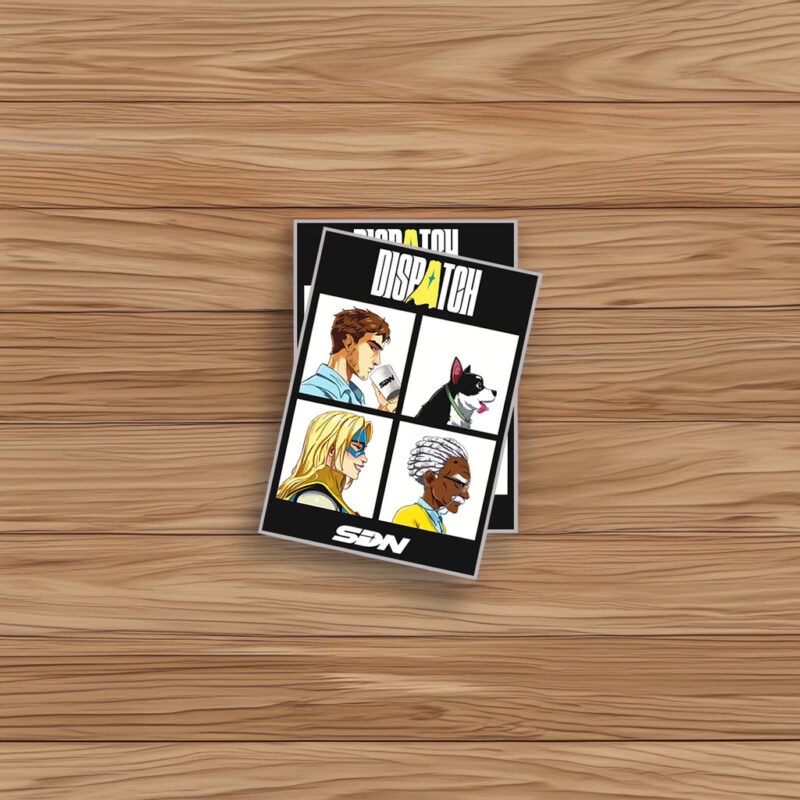 Dispatch Character Grid Retro Comic Sticker