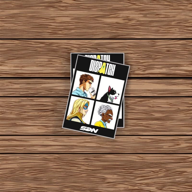 Dispatch Character Grid Retro Comic Sticker