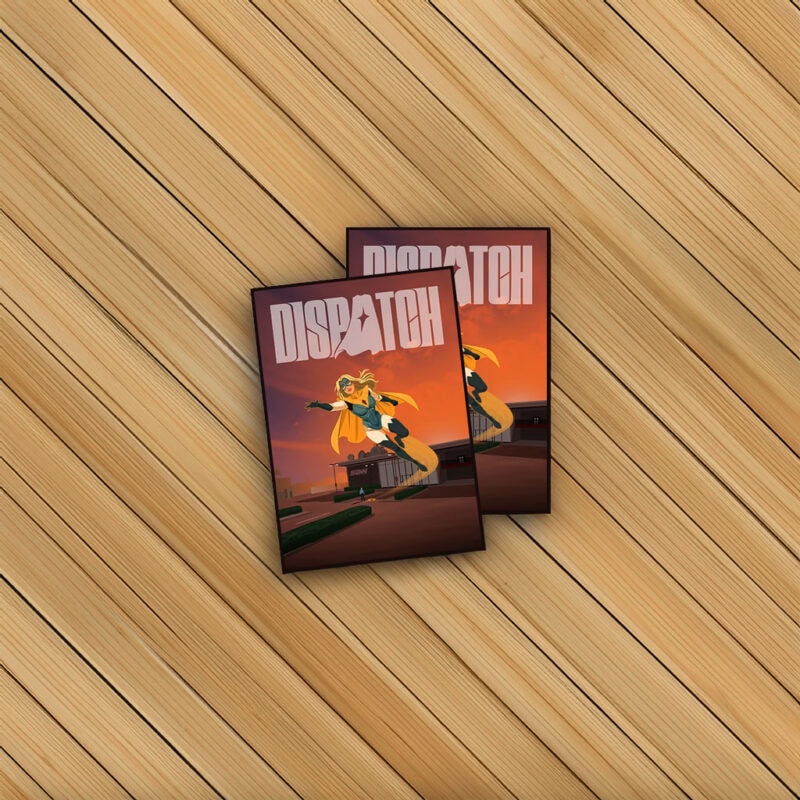 Dispatch Flying Superhero Sunset City Sticker