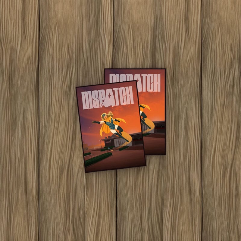 Dispatch Flying Superhero Sunset City Sticker