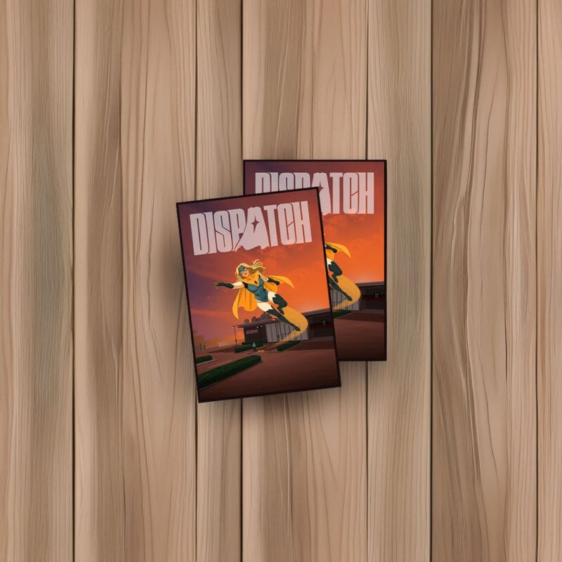 Dispatch Flying Superhero Sunset City Sticker