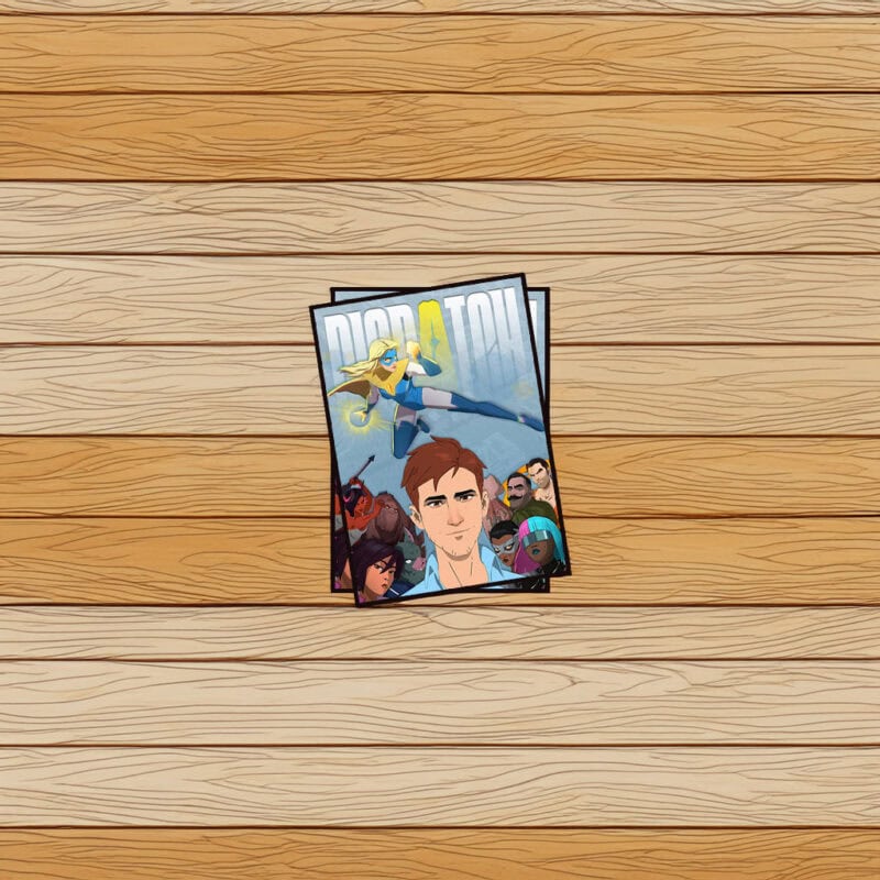 Dispatch Superhero Action Leap Dynamic Comic Sticker