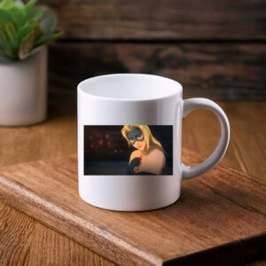 Elegant Masked Heroine Night Scene Illustration Mug
