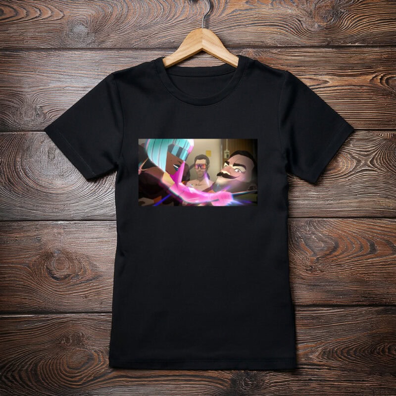 Futuristic Villains Clash Neon Cyberpunk Art T-Shirt