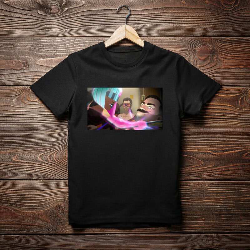 Futuristic Villains Clash Neon Cyberpunk Art T-Shirt