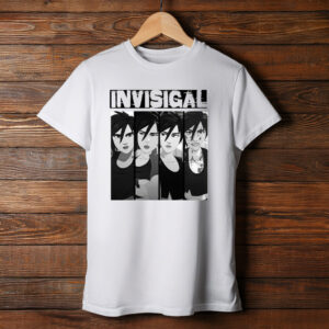 Invisigal Black and White Anime Character Panel Graphic Tee