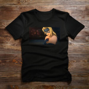 Masked Blonde Heroine Cinematic Anime Art T-Shirt