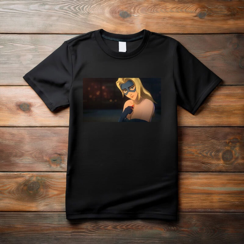 Masked Blonde Heroine Cinematic Anime Art T-Shirt