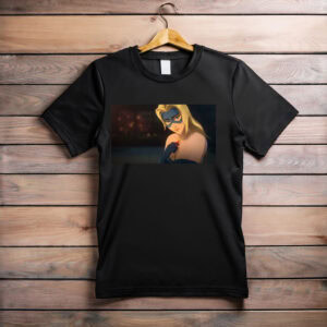 Masked Blonde Heroine Cinematic Anime Art T-Shirt