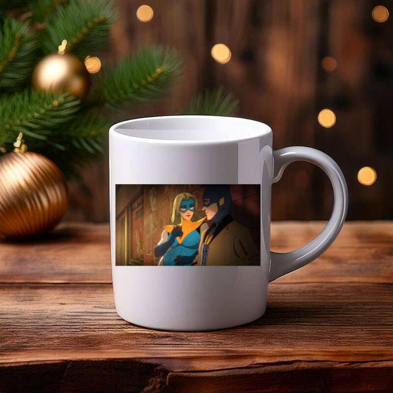 Masked Heroes Alleyway Night Scene Illustration Mug