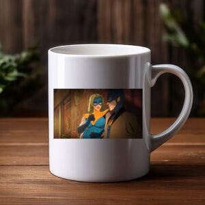 Masked Heroes Alleyway Night Scene Illustration Mug
