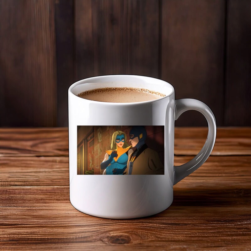 Masked Heroes Night Alley Conversation Illustration Mug